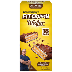 FITCRUNCH Wafer Protein Bars, 16g Protein, Chocolate Peanut Butter, 1.59 oz, 18 ct