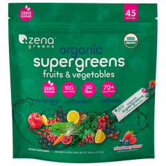 Zena Greens Organic Supergreens Fruits & Vegetables, Mixed Berry, 45 ct