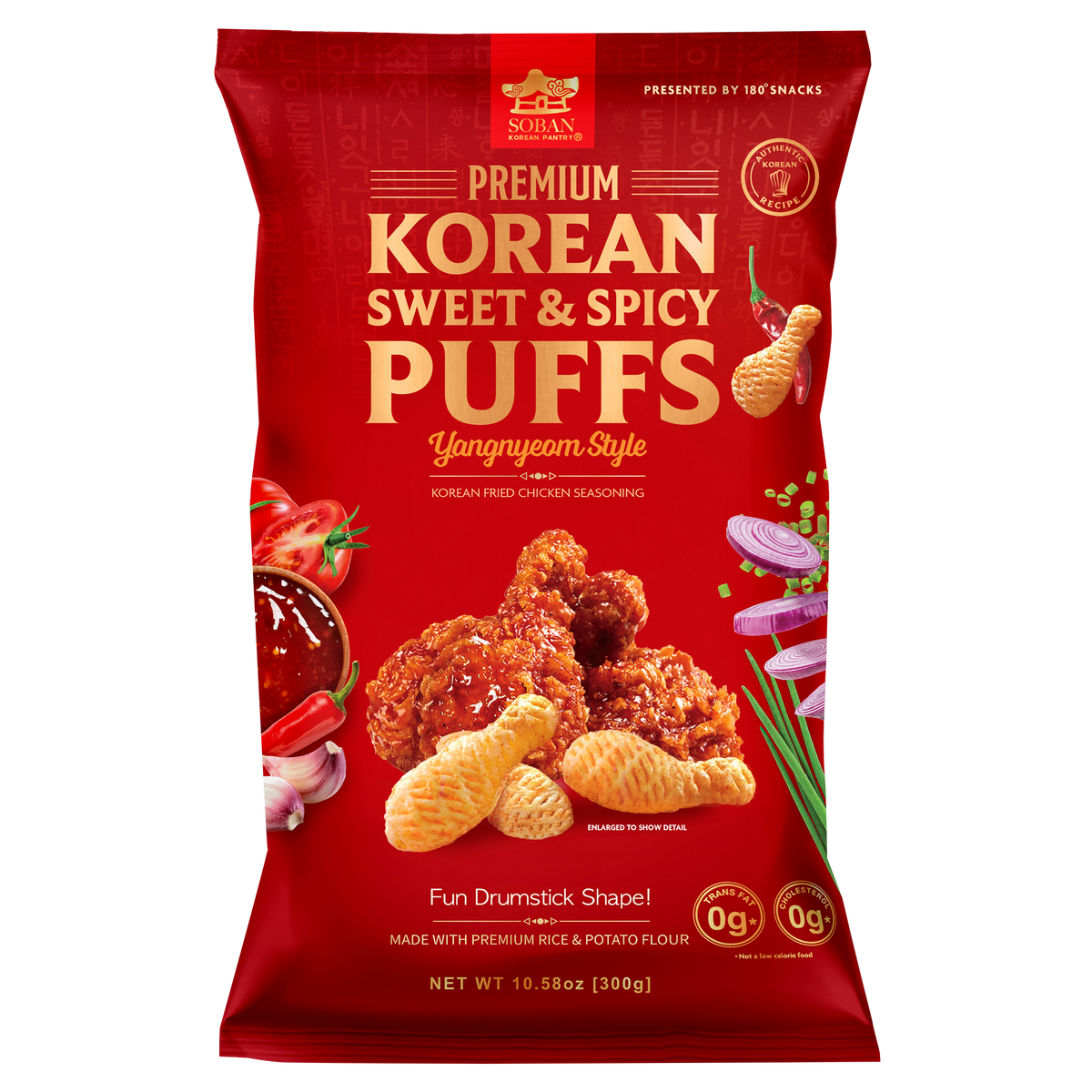 Soban Korean Pantry Premium Korean Sweet & Spicy Puffs, Yangnyeom Style, 10.58 oz