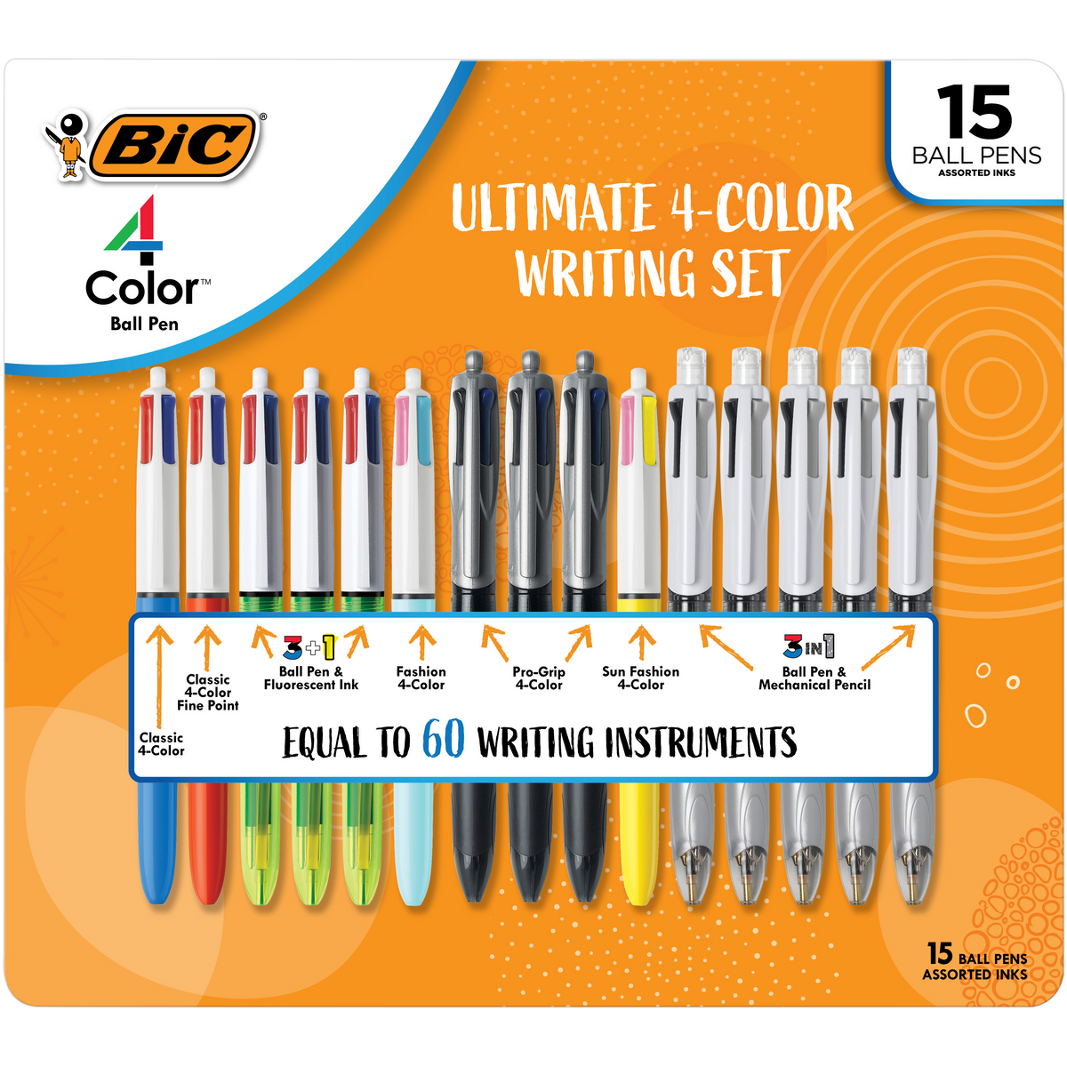 BIC Ultimate 4-Color Writing Set, 15 ct