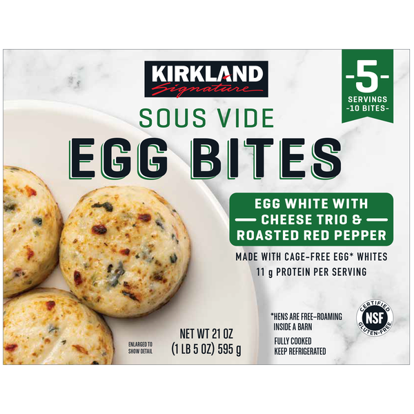 Kirkland Signature Sous Vide Egg Bites, Egg White with Cheese Trio & Roasted Red Pepper, 5 ct