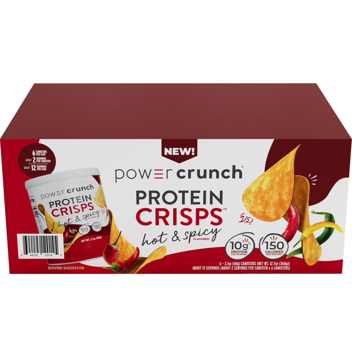 Power Crunch Protein Crisps, Hot & Spicy, 2.1 oz, 6 ct