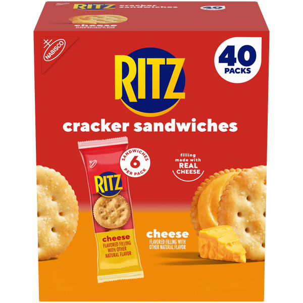 RITZ Cracker Sandwiches, Cheese, 1.35 oz, 40 ct