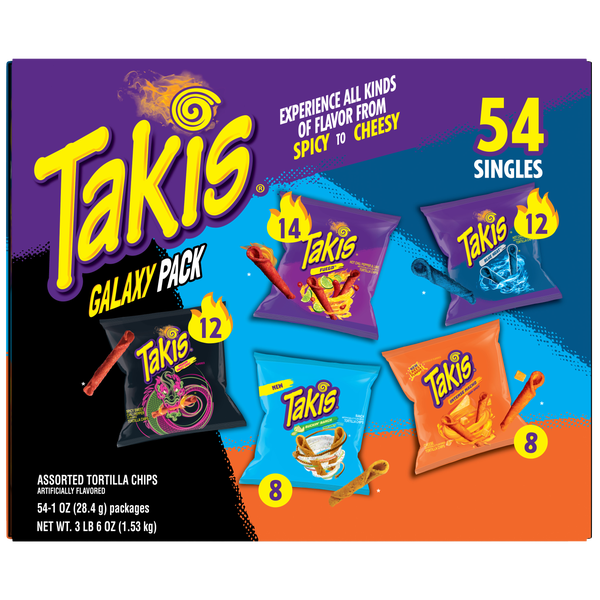 Takis Tortilla Chips, Galaxy Variety Pack, 1 oz, 54 ct