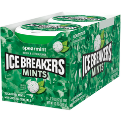 Ice Breakers Sugar Free Mints with Cooling Crystals, Spearmint, 1.5 oz, 8 ct