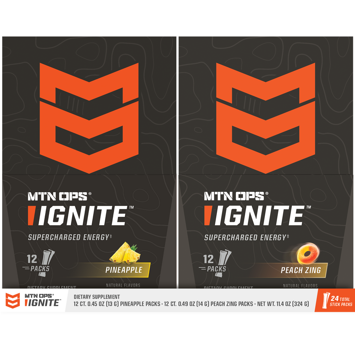 MTN OPS Ignite Supercharged Energy Drink Mix, Variety Pack, 24 ct