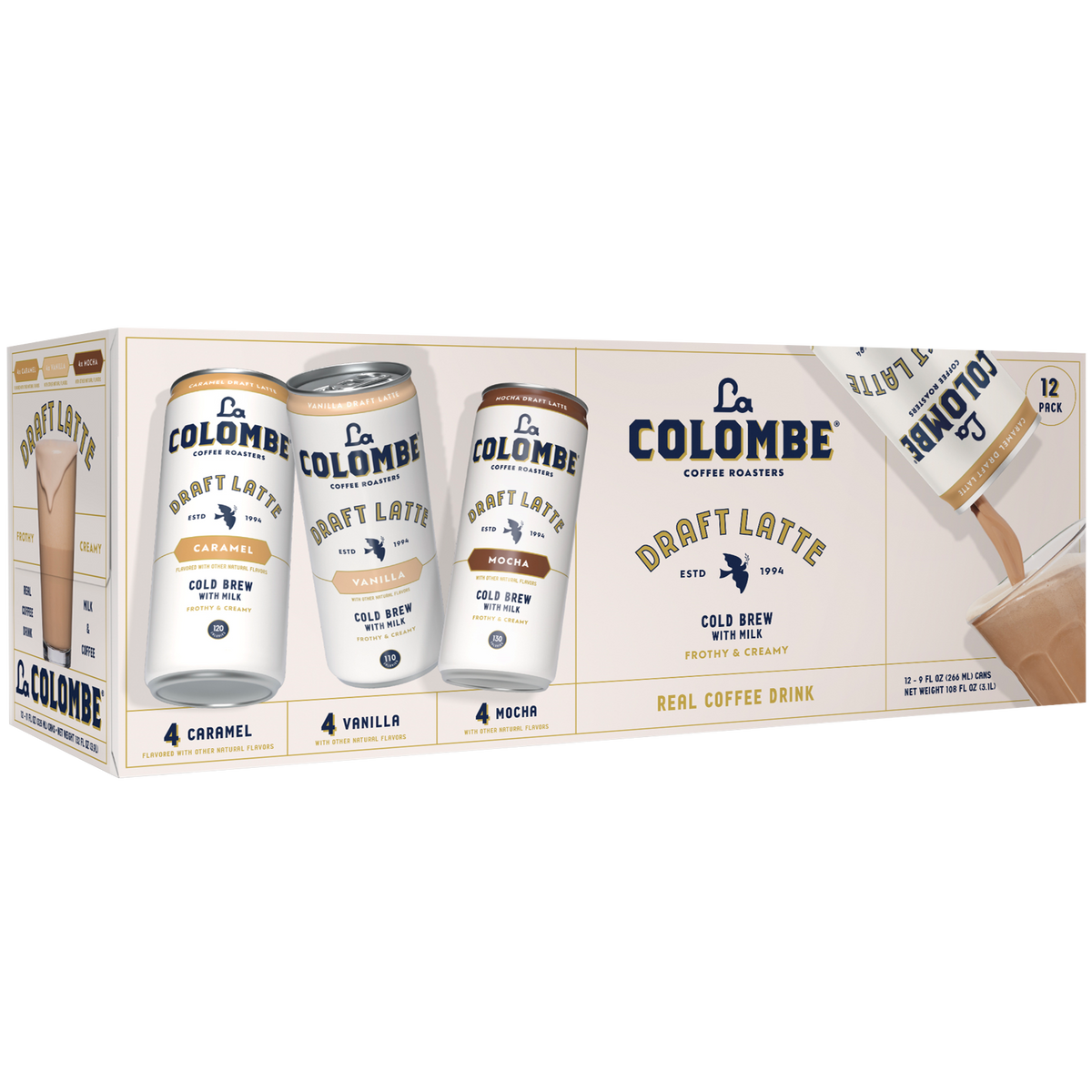 La Colombe Draft Latte Cold Brew with Milk, Variety Pack, 9 fl oz, 12 ct