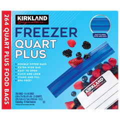 Kirkland Signature Freezer Quart Plus Bags, Double Zipper, 264 ct