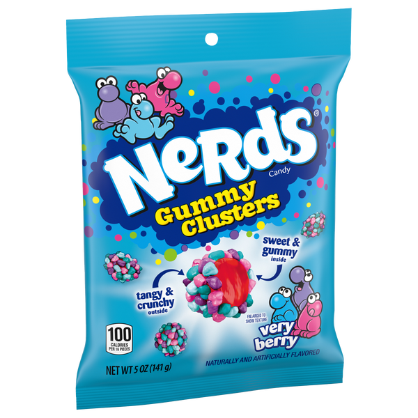 Nerds Gummy Clusters, Very Berry, 5 oz Peg Bag, 12 ct