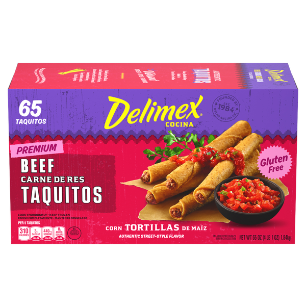 Delimex Premium Beef Taquitos, 65 ct