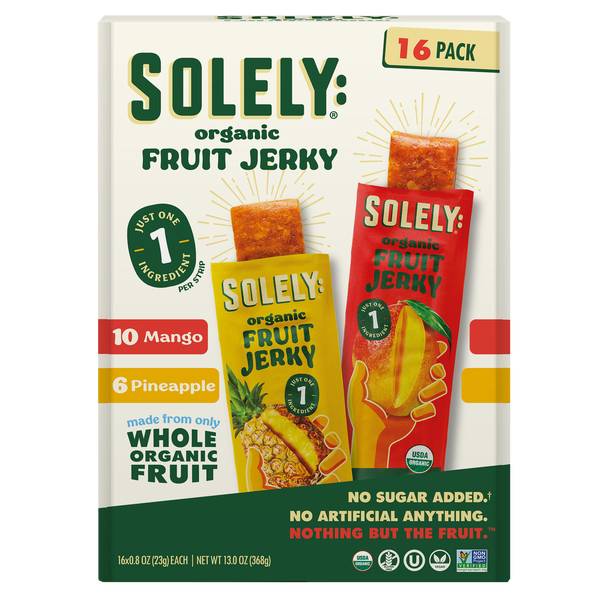 Solely Organic Fruit Jerky, Variety Pack, 0.8 oz, 16 ct