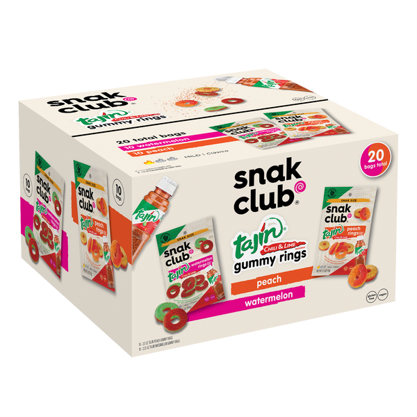 Snak Club Gummy Rings, Tajin Chili & Lime, Variety Pack, 20 ct