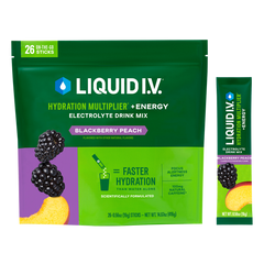 Liquid I.V. Hydration Multiplier + Energy Electrolyte Drink Mix, Blackberry Peach, 0.56 oz, 26 ct