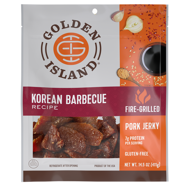 Golden Island Pork Jerky Pieces, Korean Barbecue, 14.5 oz