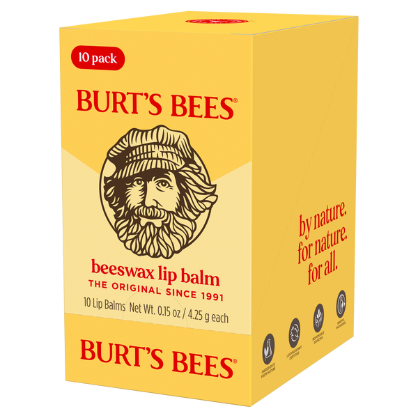 Burt’s Bees Beeswax Lip Balm, 0.15 oz, 10 ct