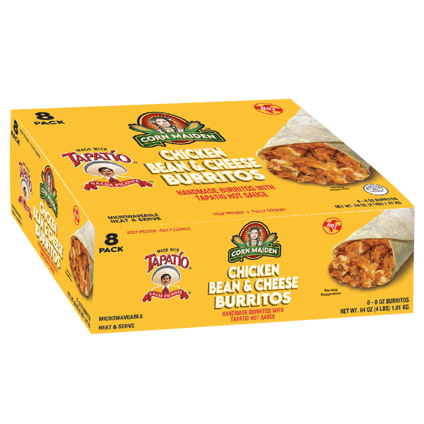 Corn Maiden Burritos, Chicken Bean & Cheese, 8 oz, 8 ct