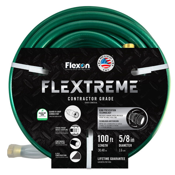 Flexon Flextreme Contractor Grade Hose, Green, 5/8" x 100 ft