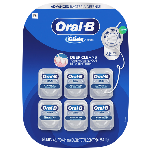 Oral-B Glide Floss, Advanced Bacterial Defense, 6 ct