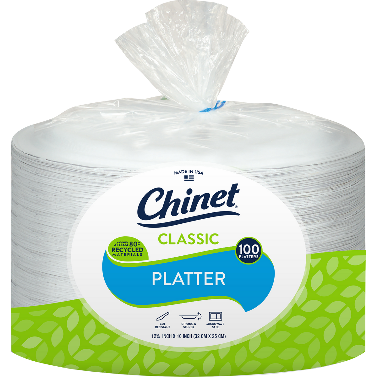 Chinet Classic Large Paper Platter, White, 100 ct