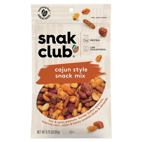 Snak Club Snack Mix, Cajun Style, 6.75 oz, 6 ct