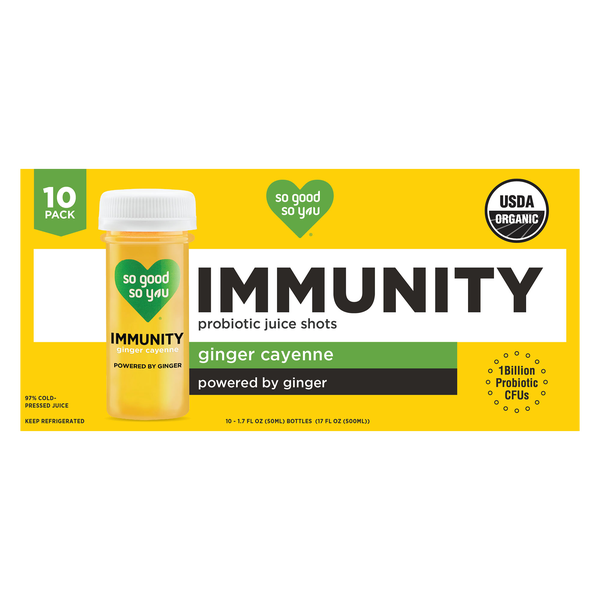 So Good So You Immunity Probiotic Juice Shots, Ginger Cayenne, 1.7 oz, 10 ct