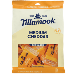 Tillamook Medium Cheddar Snacking Cheese, 0.75 oz, 52 ct