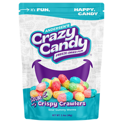 Andersen's Crazy Candy Freeze-Dried Gummy Worms, Sour Crispy Crawlers, 2.4 oz, 6 ct