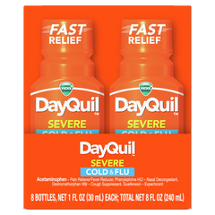 DayQuil Severe Cold & Flu Fast Relief Liquid, 1 fl oz, 8 ct