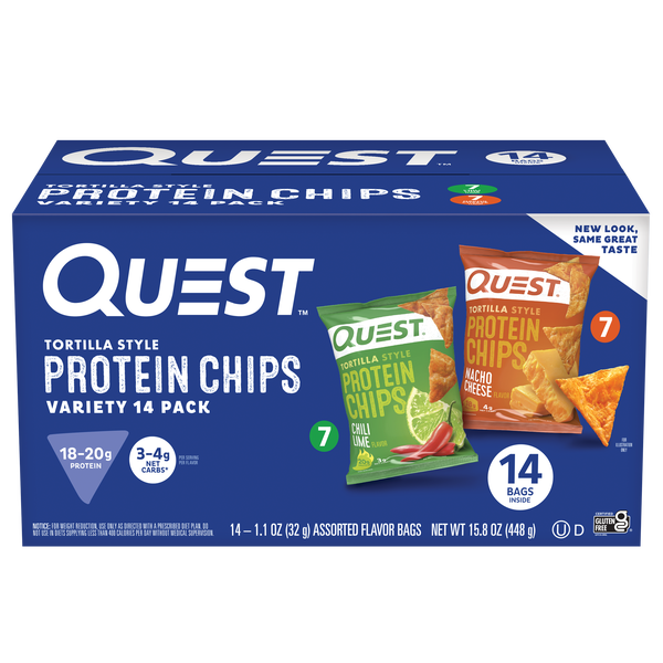 Quest Tortilla Style Protein Chips, Variety Pack, 1.1 oz, 14 ct