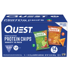 Quest Tortilla Style Protein Chips, Variety Pack, 1.1 oz, 14 ct