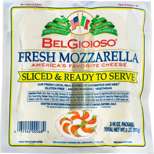 BelGioioso Fresh Mozzarella Cheese Slices, 16 oz, 2 ct