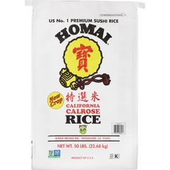 Homai California Calrose Rice, Premium Sushi Rice, Medium Grain, 50 lbs