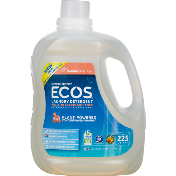 ECOS Liquid Laundry Detergent, Hypoallergenic, HE Compatible, Magnolia and Lily Scent, 225 fl oz