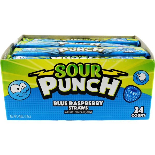 Sour Punch Straws, Blue Raspberry, 2 oz, 24 ct