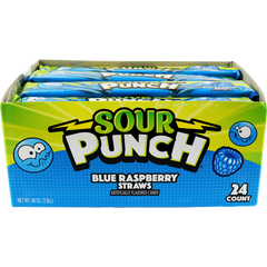 Sour Punch Straws, Blue Raspberry, 2 oz, 24 ct