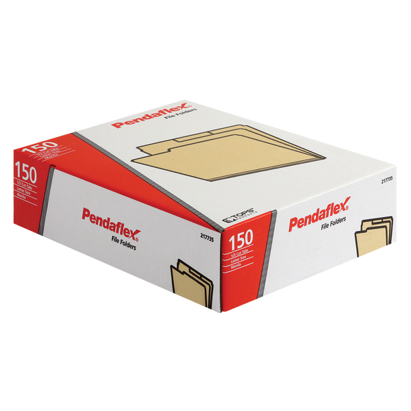 Pendaflex File Folder, 1/3-Cut Tab, Letter, Manila, 150 ct