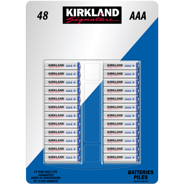 Kirkland Signature Alkaline AAA Batteries, 48 ct