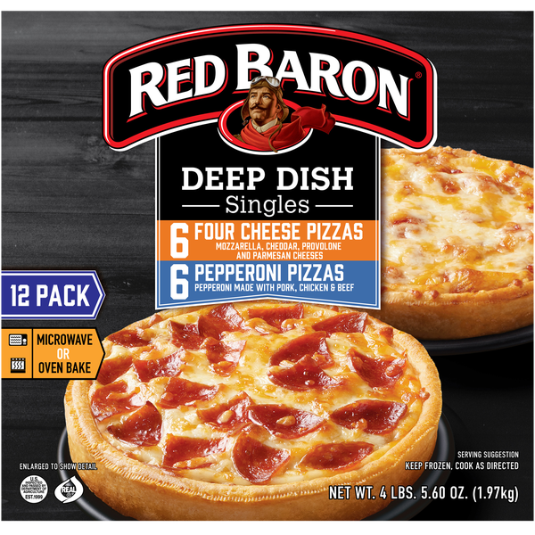 Red Baron Deep Dish Pizza, Variety Pack, 12 ct