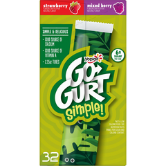 Yoplait Go-Gurt Simple Low Fat Yogurt, Variety Pack, 2.25 oz, 32 ct