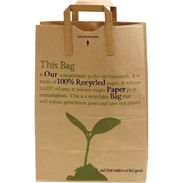 Duro Bag Recycled #70 Handle Bag, Kraft, 300 ct