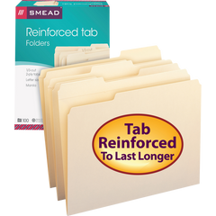 Smead File Folder, Reinforced 1/3-Cut Tab, Letter, Manila, 100 ct