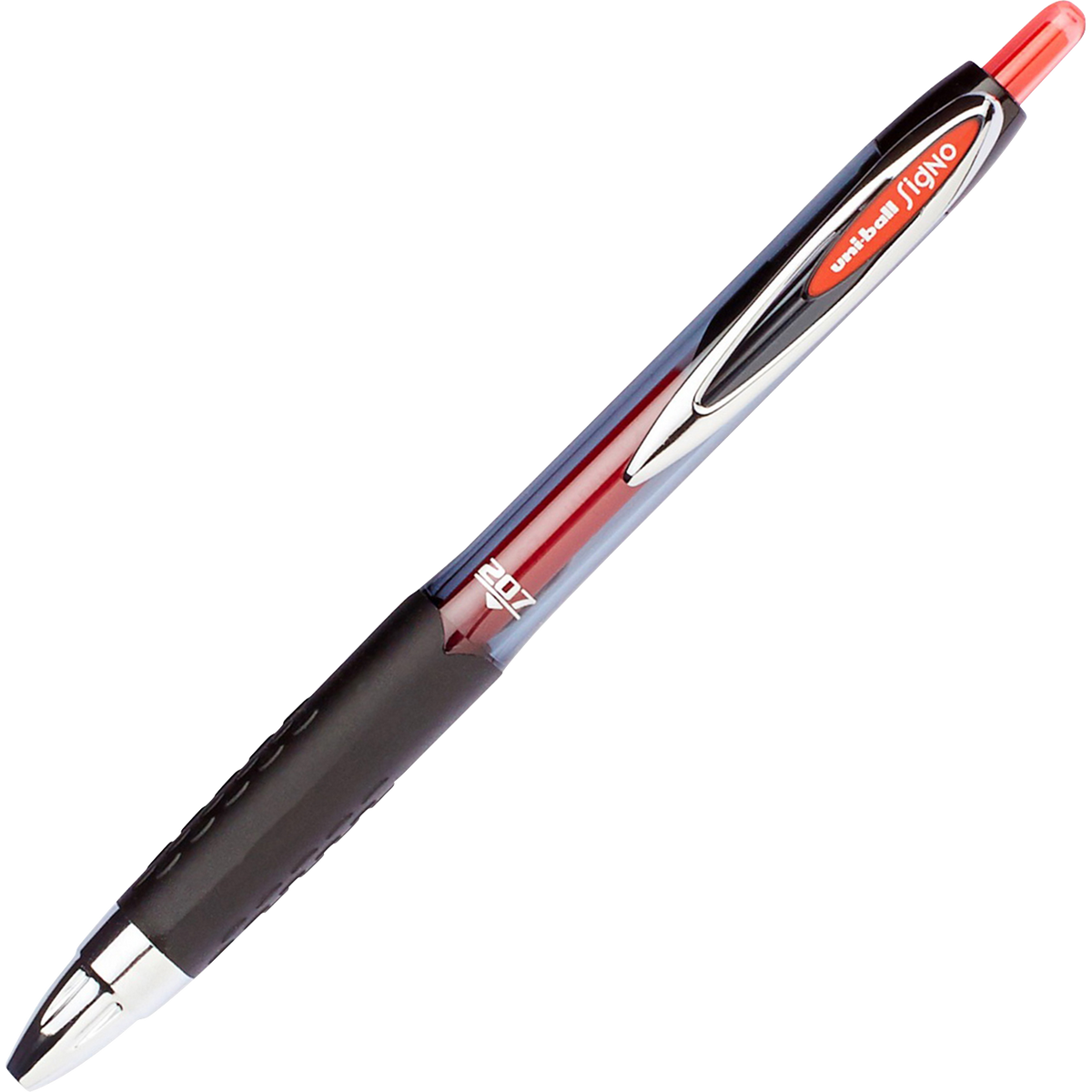 uni-ball 207 Vibrant Retractable Gel Pen, Medium Point 0.7mm, Red Ink, 12 ct