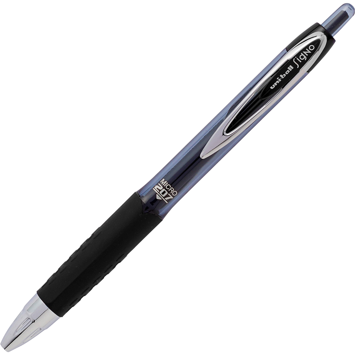 uni-ball Signo Micro 207 Retractable Gel Pen, Micro Point 0.5mm, Black Ink, 12 ct