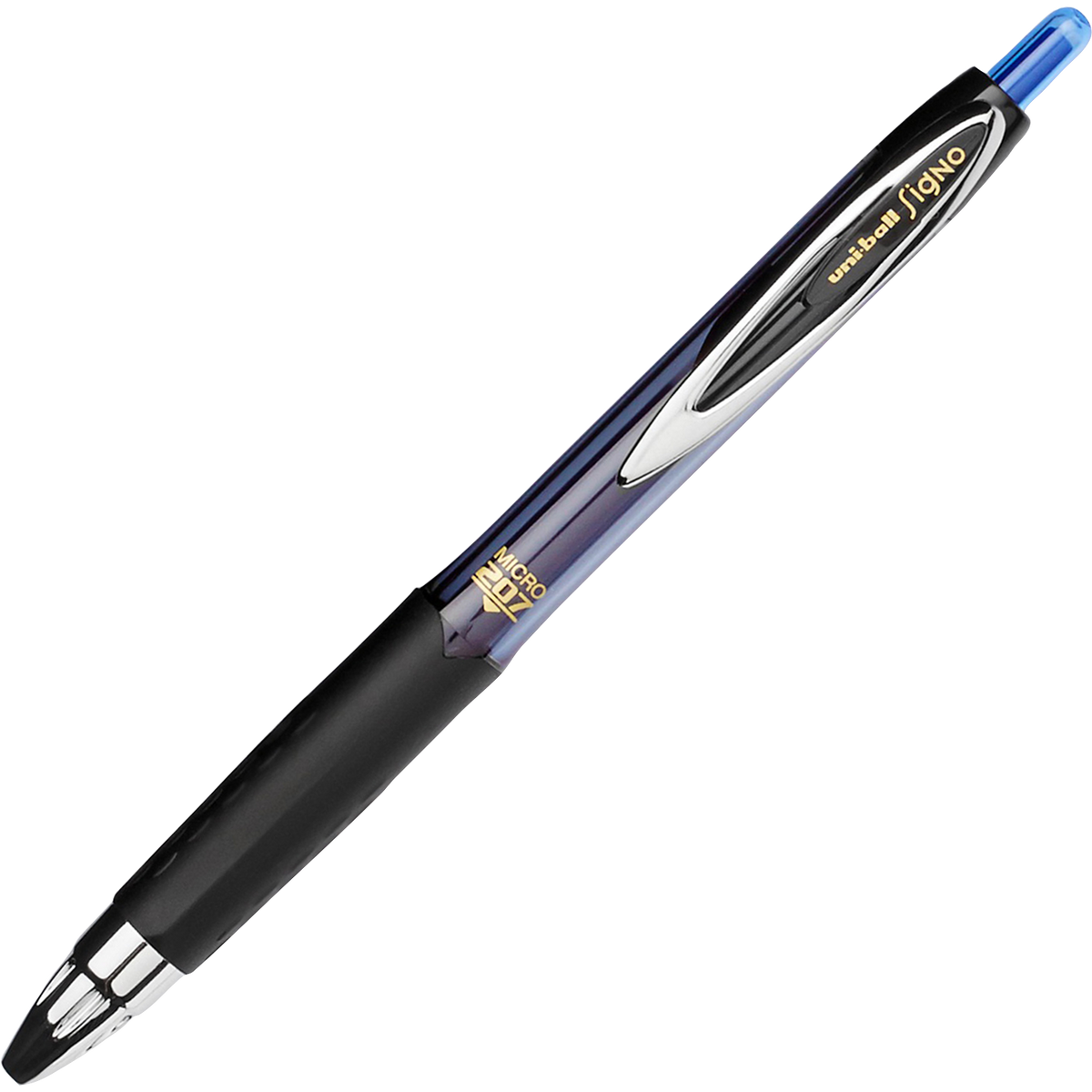 uni-ball Signo Micro 207 Retractable Gel Pen, Micro Point 0.5mm, Blue Ink, 12 ct