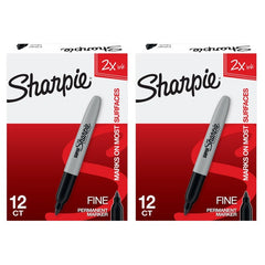 Sharpie Super Permanent Marker, Fine Point, Black, 12 ct