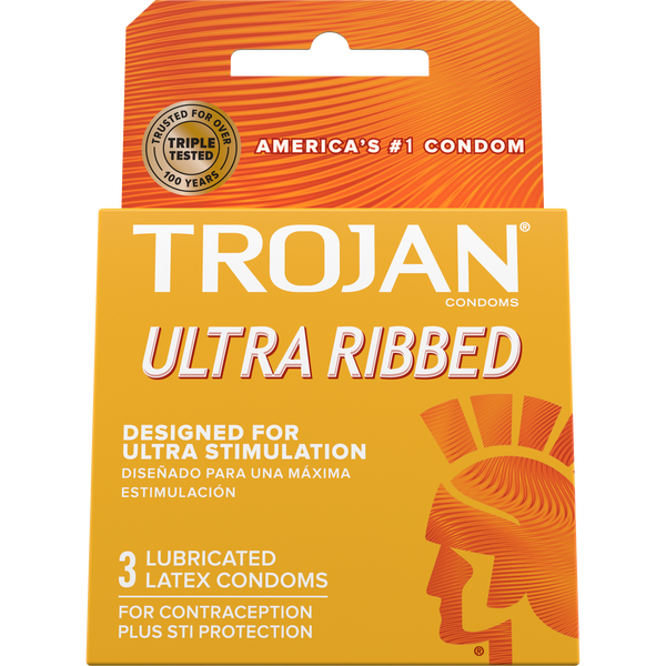 Trojan Ultra Ribbed Lubricated Latex Condoms, 18 ct