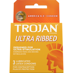 Trojan Ultra Ribbed Lubricated Latex Condoms, 18 ct