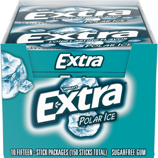 Extra Sugar Free Chewing Gum, Polar Ice, Slim Pack, 15 Sticks, 10 ct