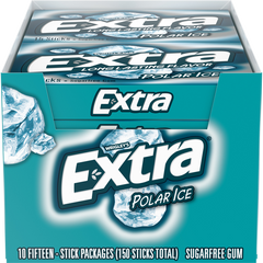 Extra Sugar Free Chewing Gum, Polar Ice, Slim Pack, 15 Sticks, 10 ct