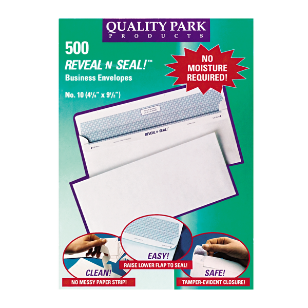 Quality Park #10 Reveal Seal Business Envelope, White, 500 ct